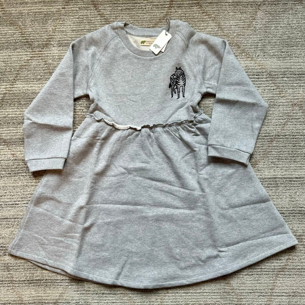 NWT Monica + Andy zebra embroidered sweatshirt twirl dress girls sz 10 cozy warm